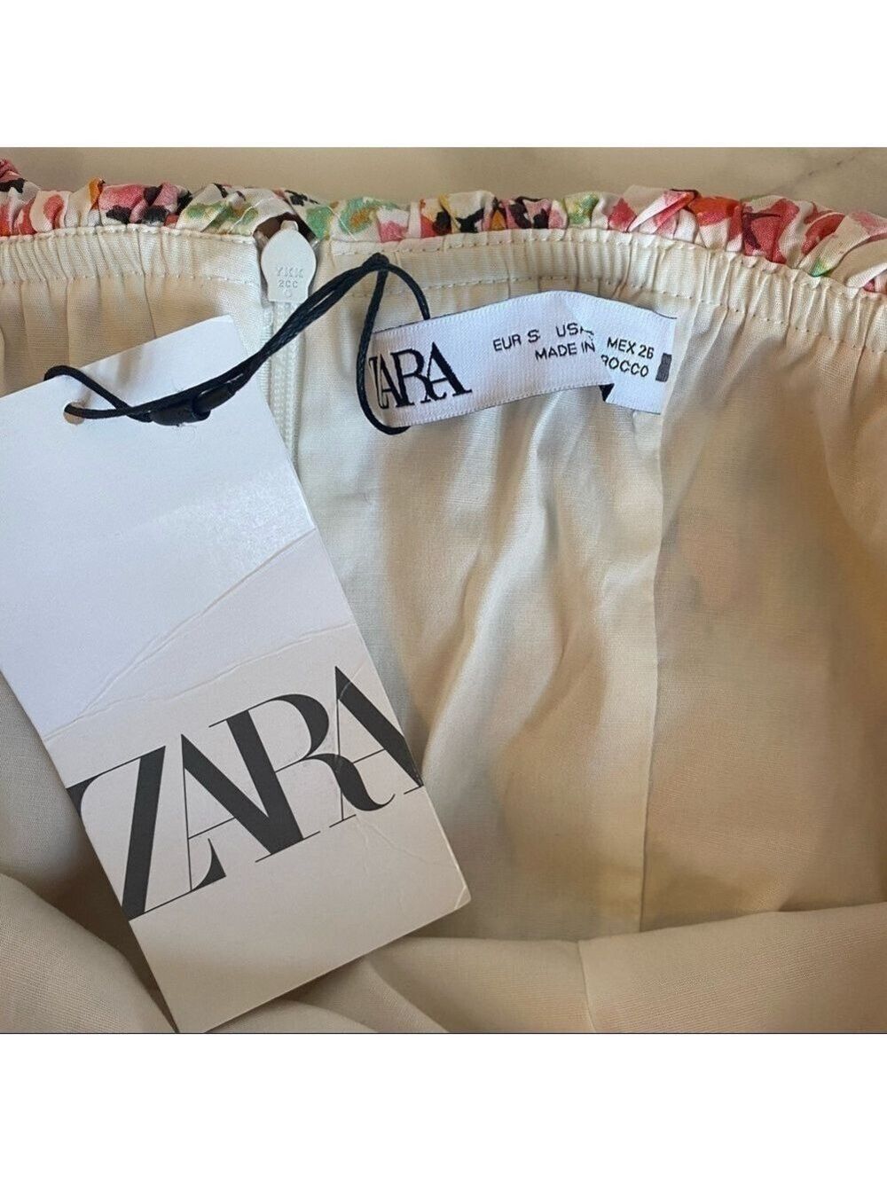 Zara Floral Ruffled Hem Ruched Mini Dress - Picture 8 of 12